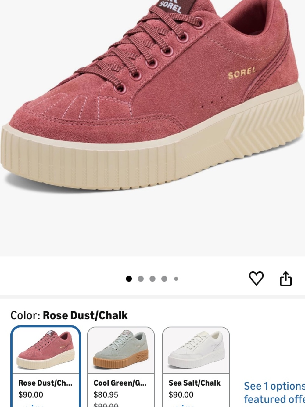 SOREL Rose Dust Suede Platform Sneaker with Chalk Sole